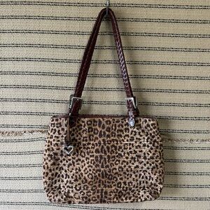 Brighton Leopard Print Tote Bag with Brown Leather Accents